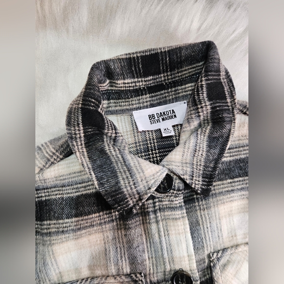 BB Dakota Steve Madden Plaid Boxy Shacket Button Front Jacket Women’s XL NWT - Picture 3 of 11
